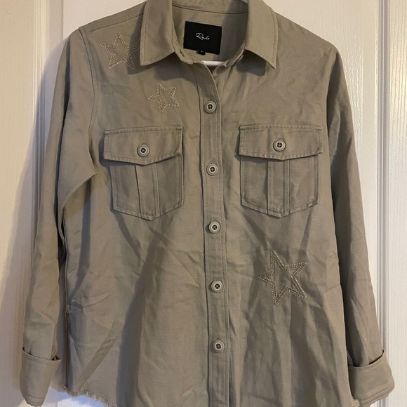 Rails Jackets & Blazers - Rails Olive Embroidered Star Utility Shirt Jacket Small Western Casual‎ Preppy